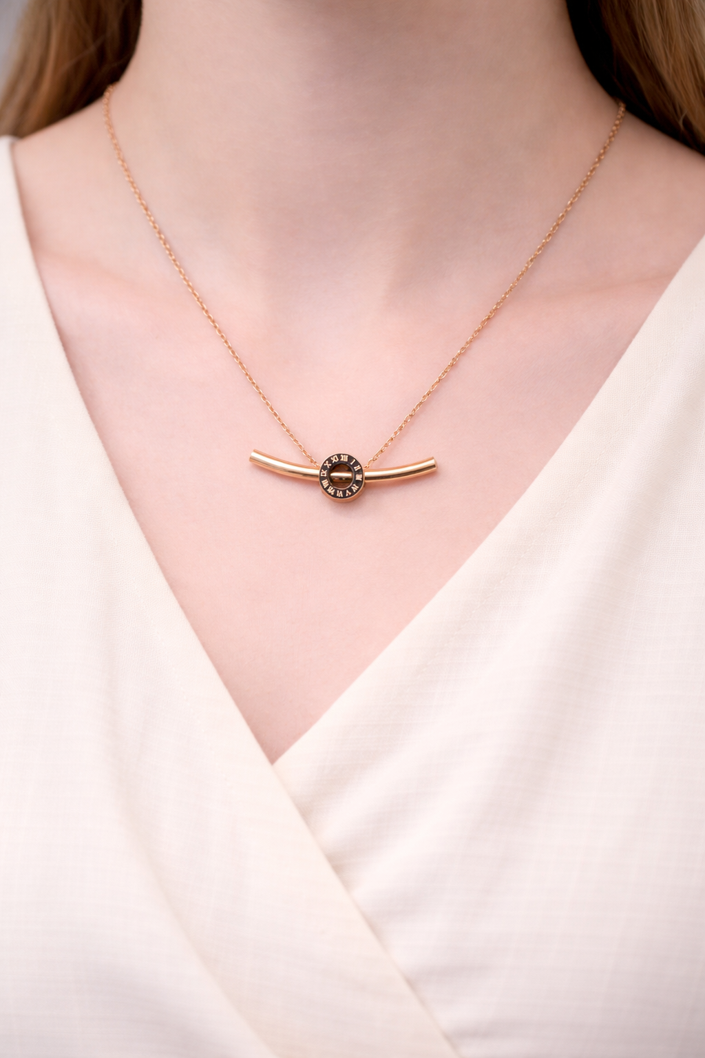 Stainless steel pierced ring necklace