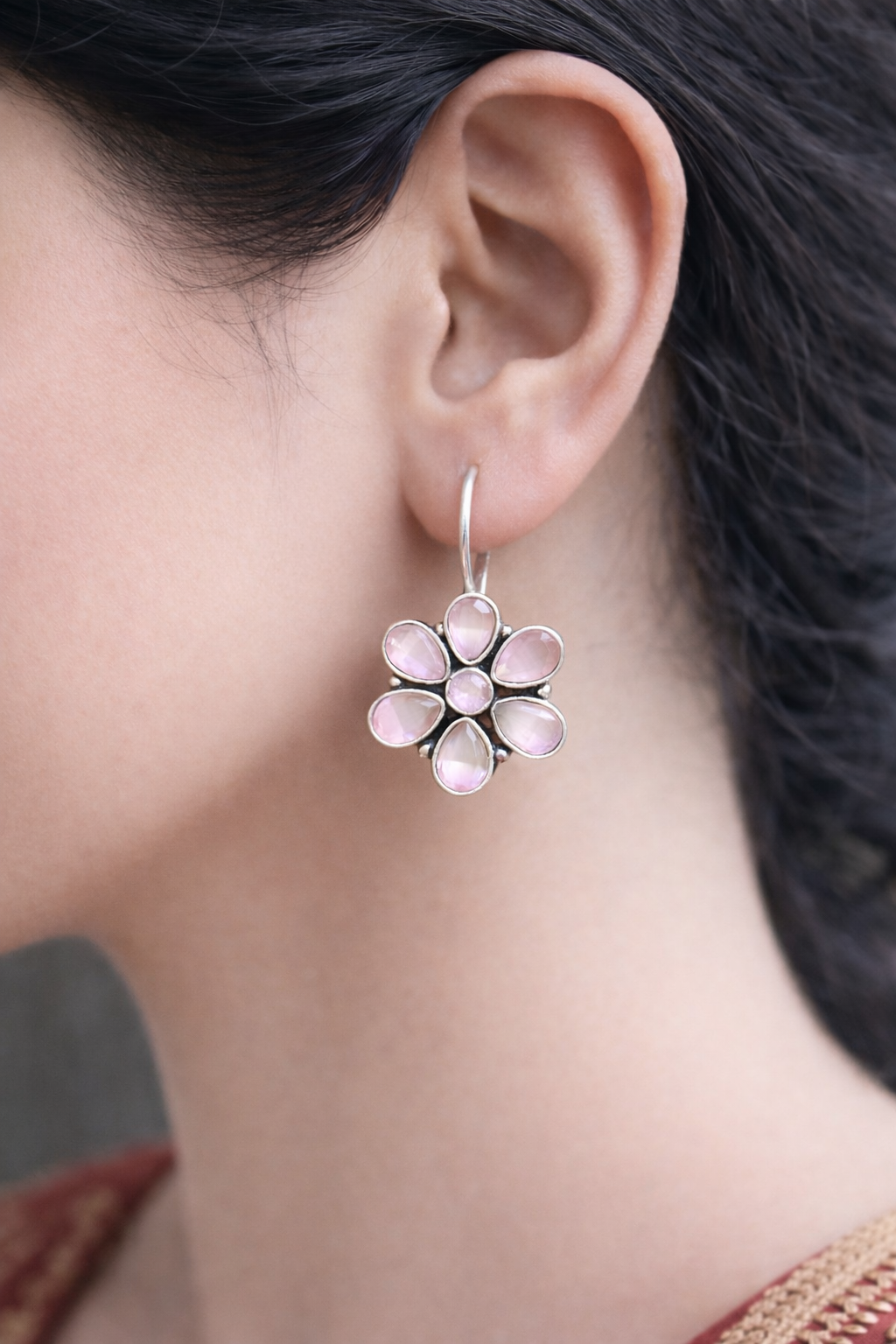 Blossom Glow German Silver Earrings