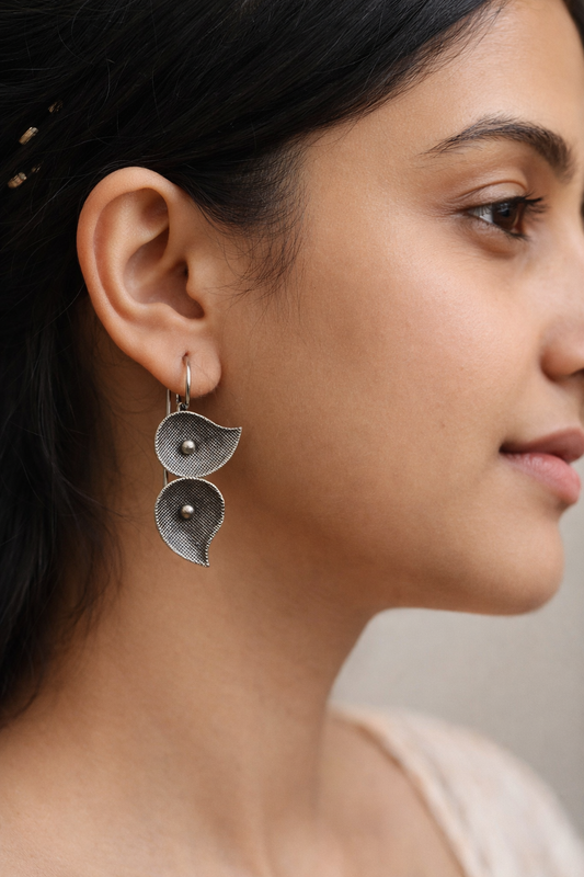 Whispering Petals Oxidised Earrings