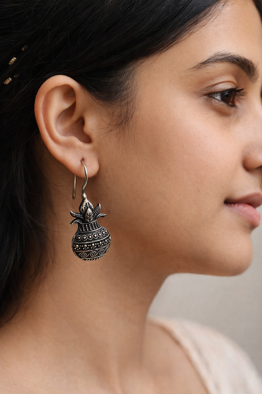 Sacred Kalash Oxidised Earrings