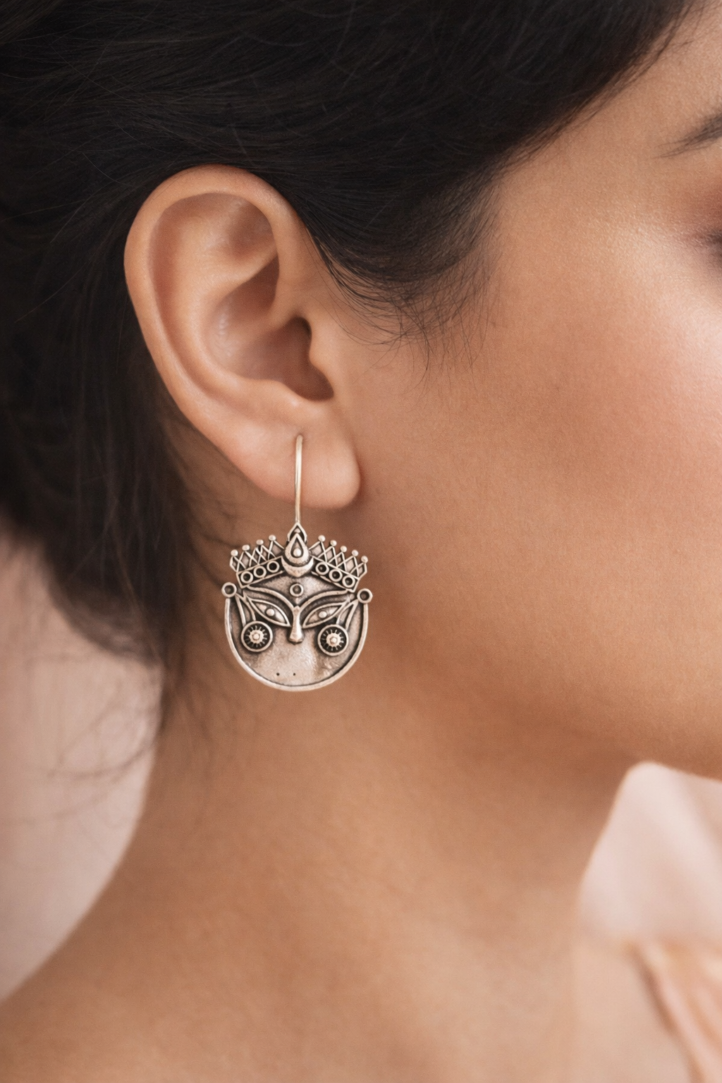 Divine Reflections – Handcrafted Durga Face Earrings