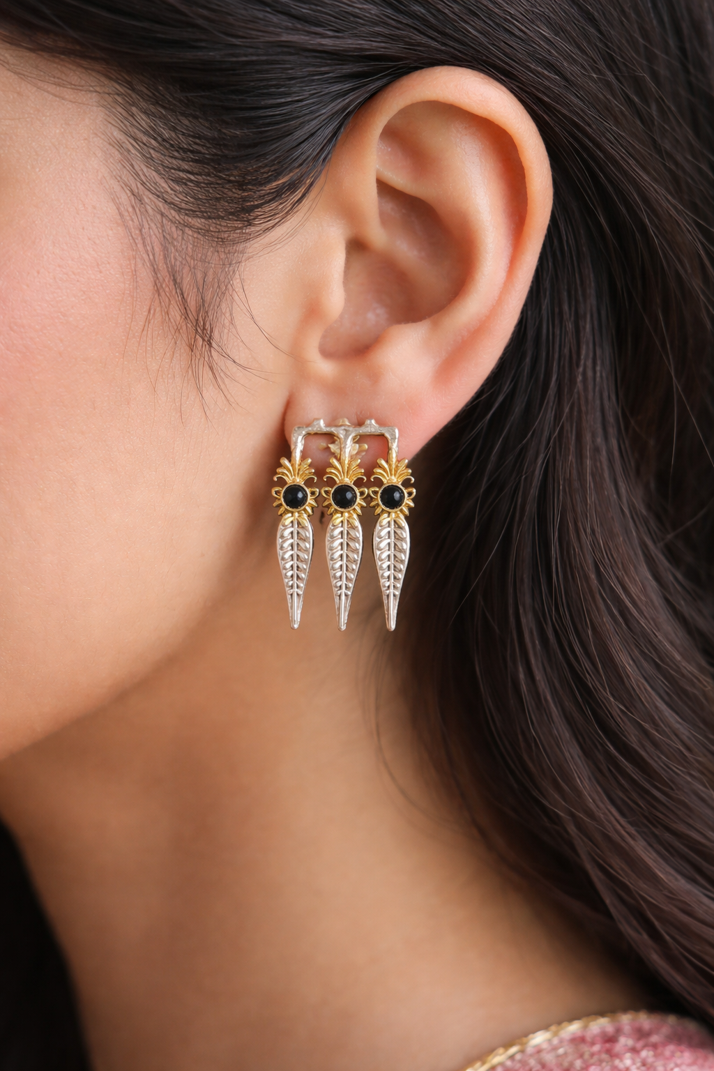Leaf Drop Oxidised Earrings