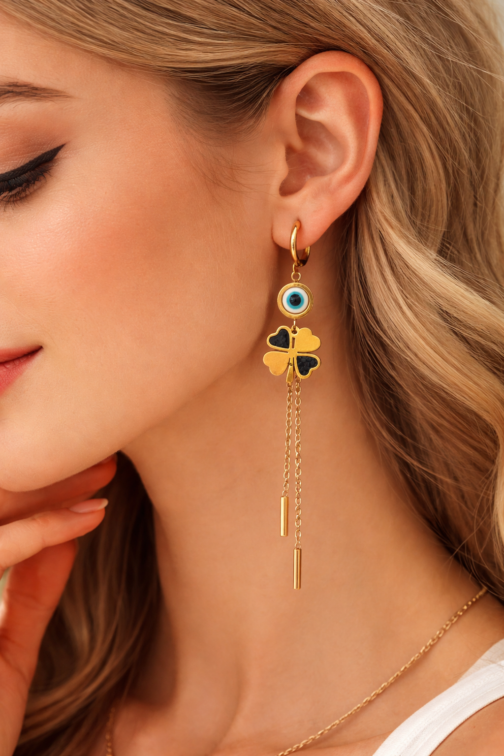 Stainless steel stylish long earrings