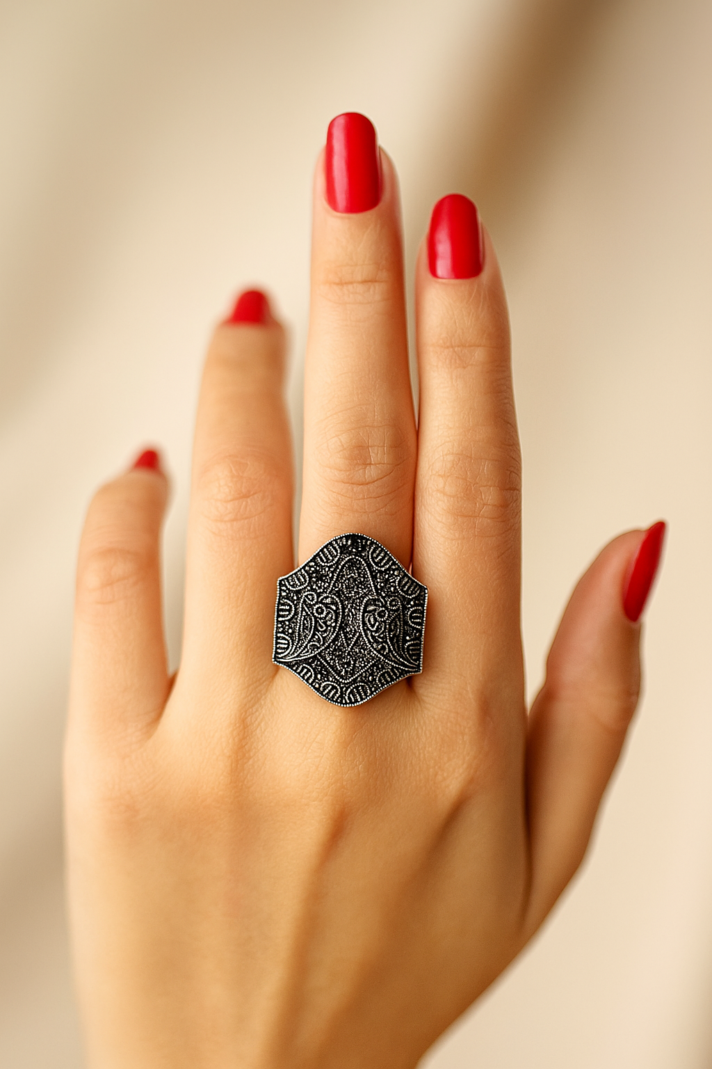 Twin Bird Oxidised Ring – Antique Adjustable Ethnic Jewellery
