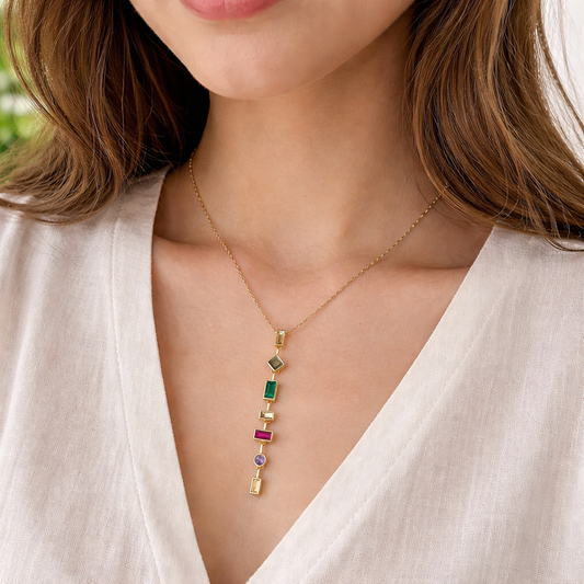 Modern Muse Multistone Drop Necklace