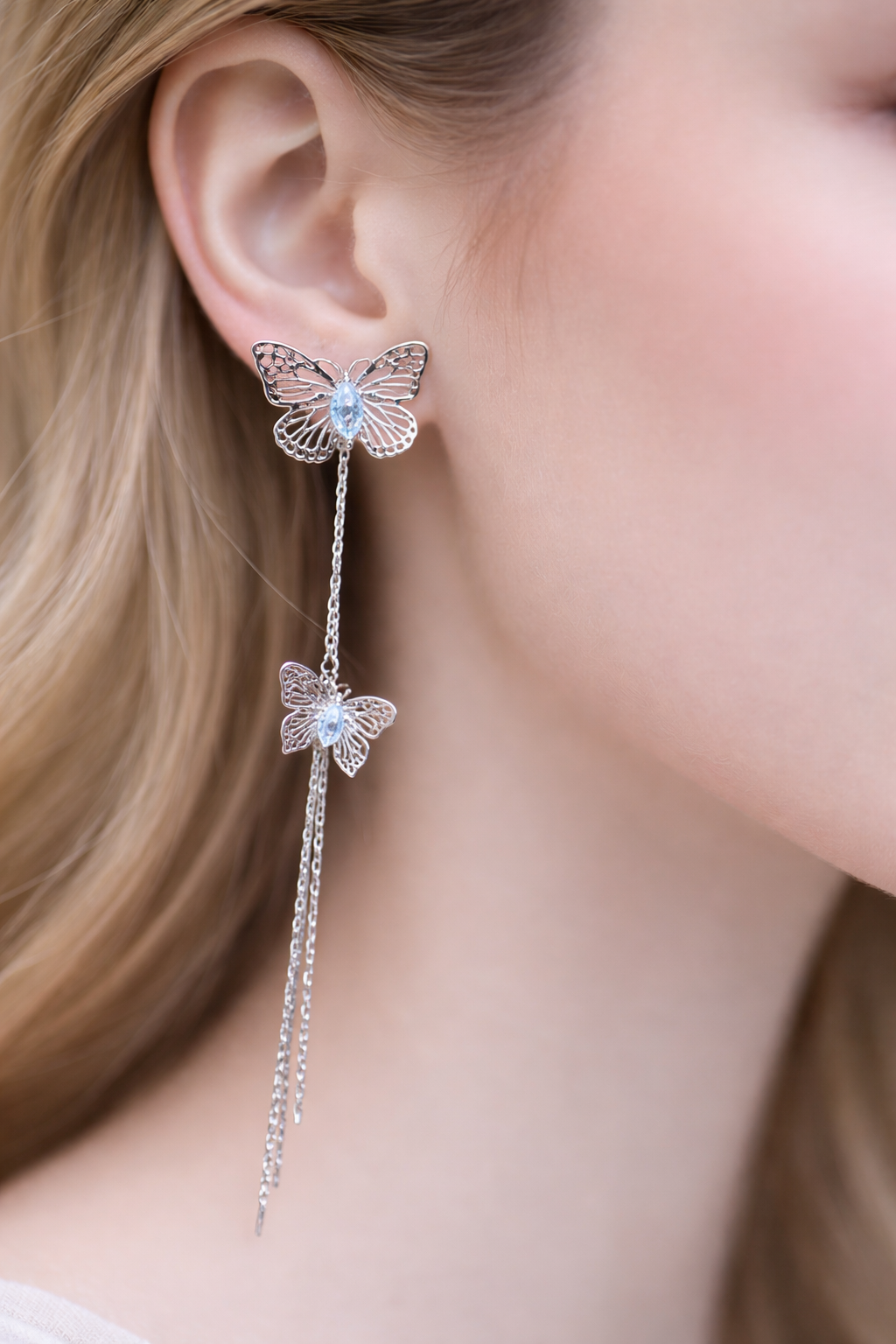 Korean Nabi long earring in silver