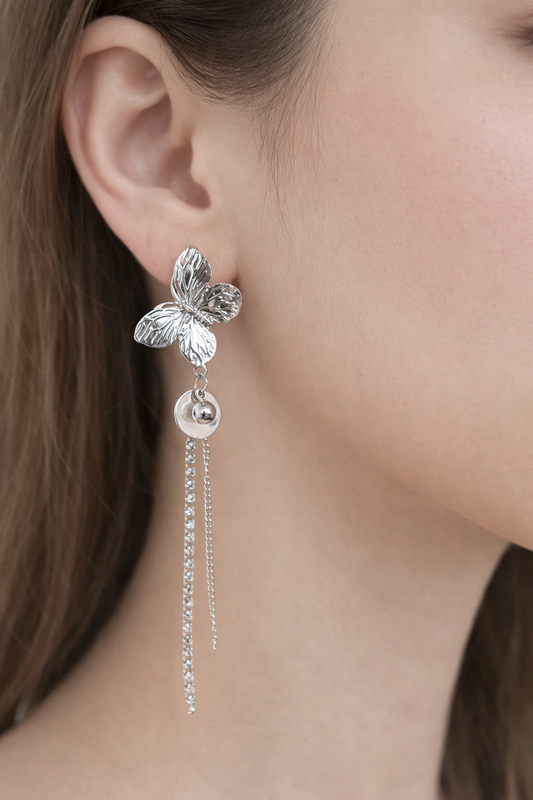 Long silver earrings