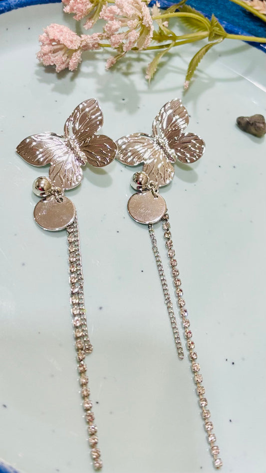 Long silver earrings