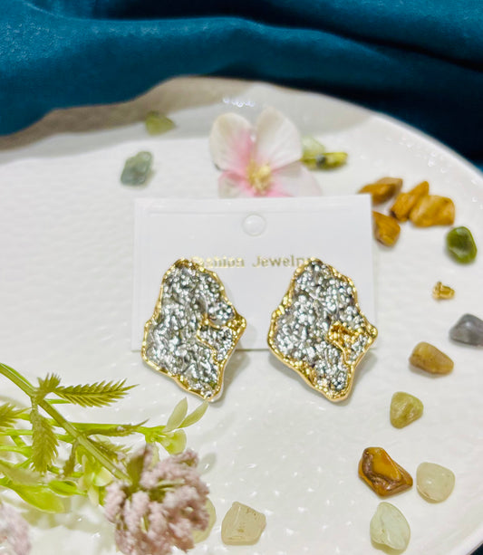 Metallic gold and silver stylish earrings