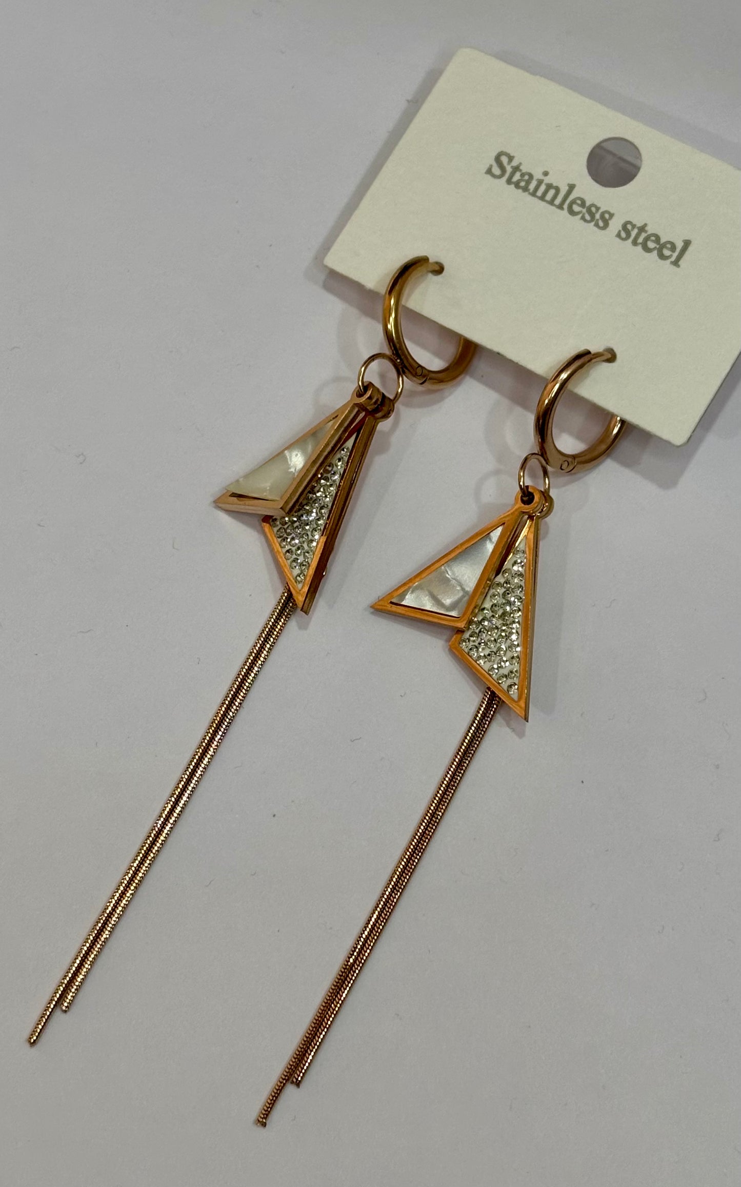 Stainless steel long earrings