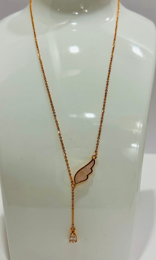 Rose gold necklace with single wing