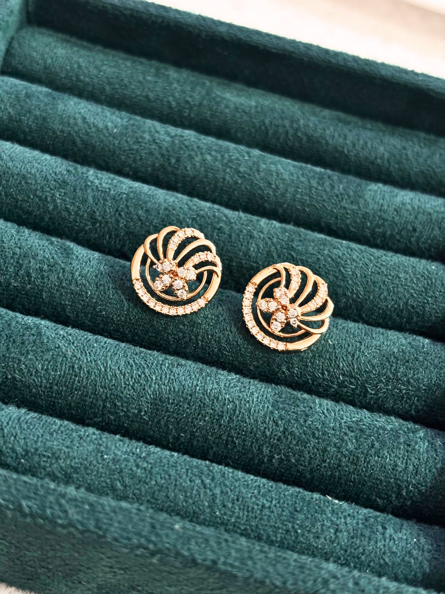 Gold-Tone Floral Swirl Stud Earrings