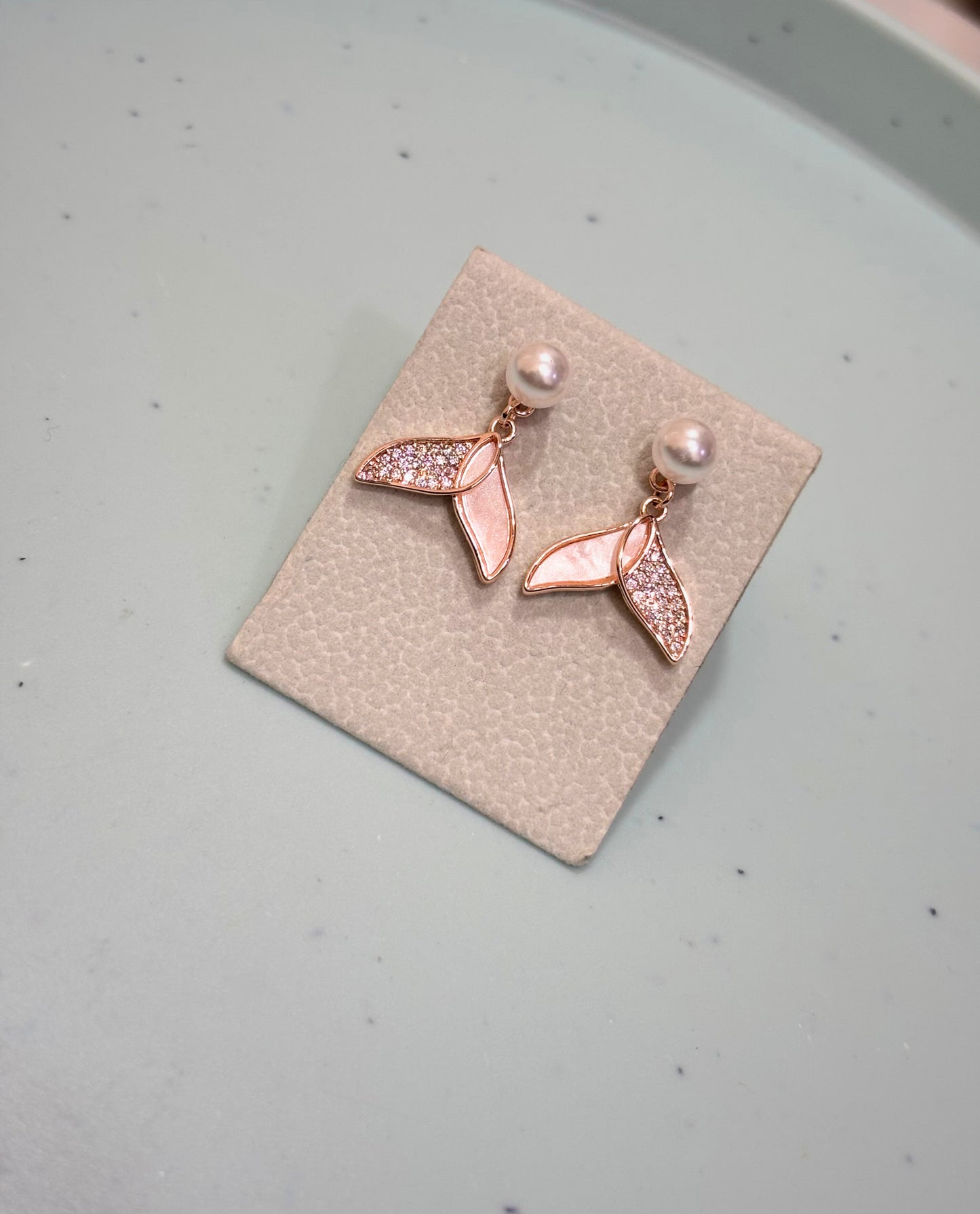 Pearl Stud Mermaid Tail Earrings