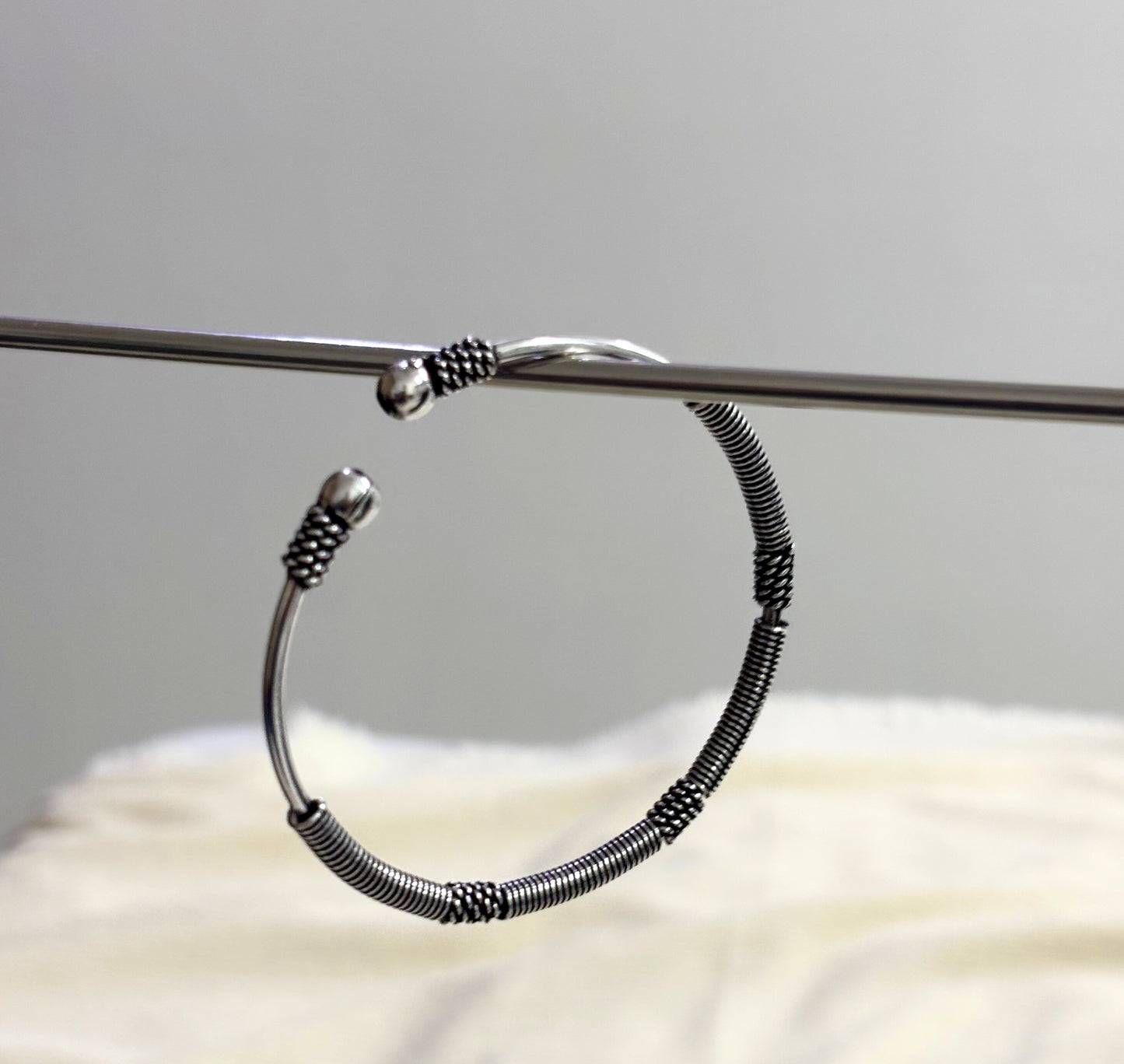 Minimalist Grace – Oxidised Open Cuff Bracelet