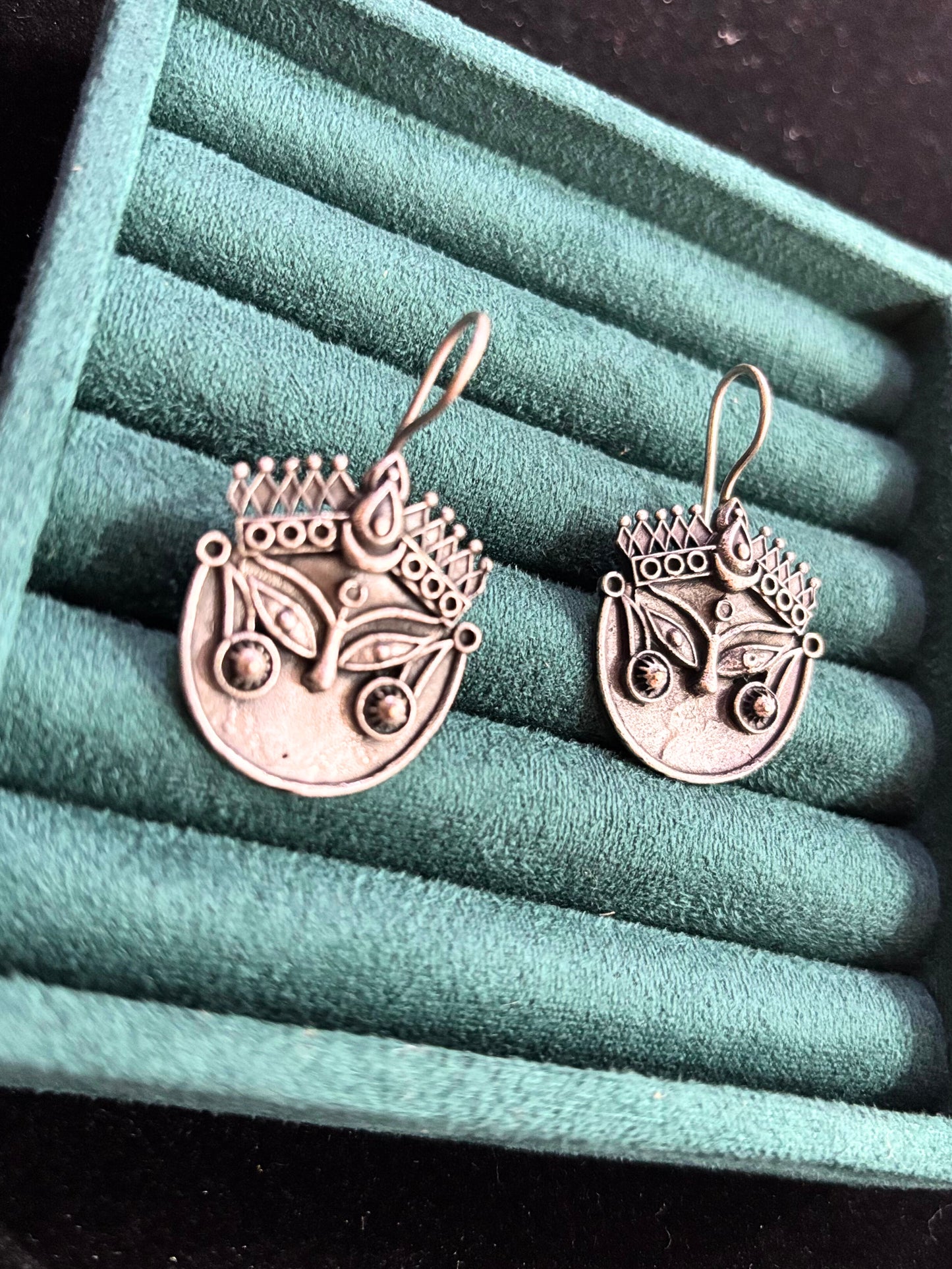 Divine Reflections – Handcrafted Durga Face Earrings