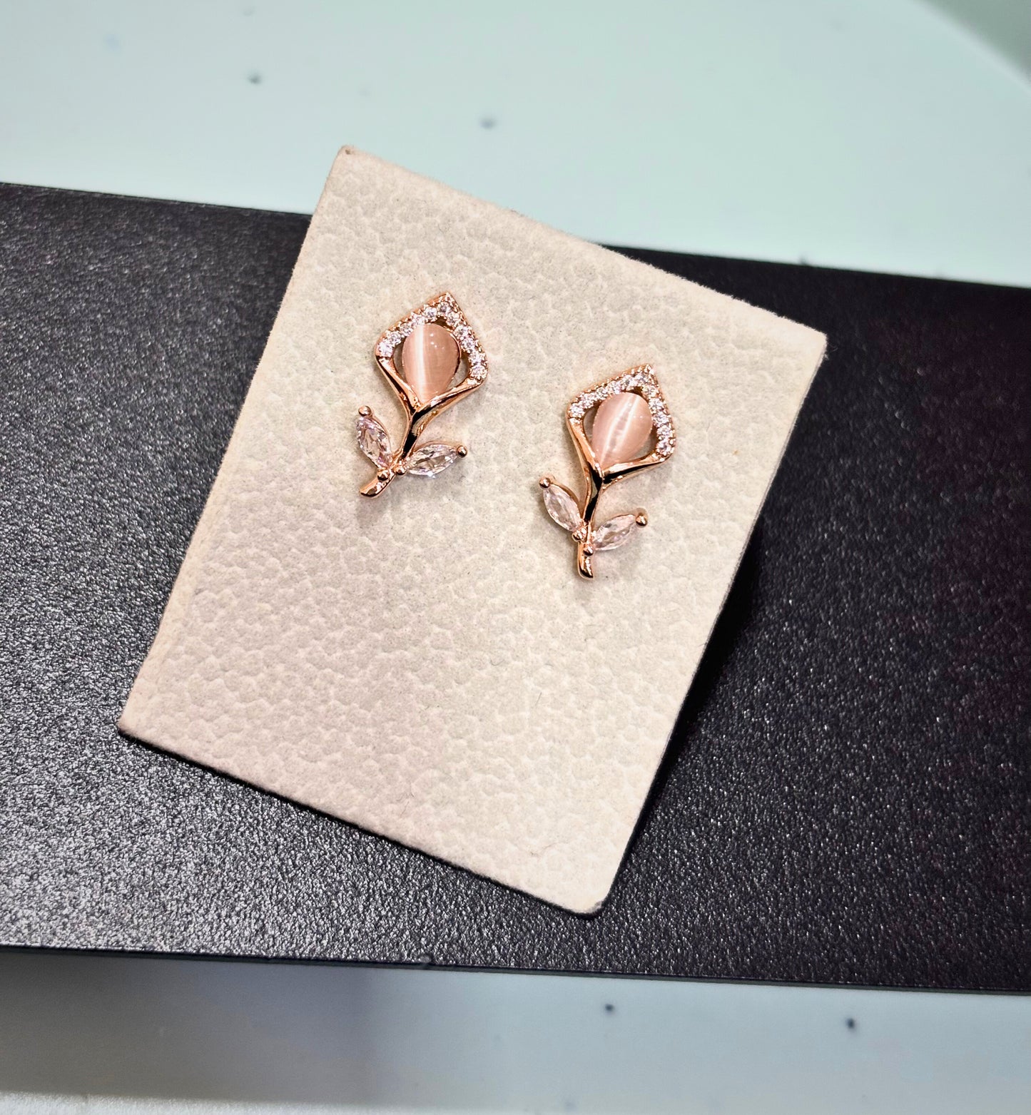Rose Gold Floral Stud Earrings