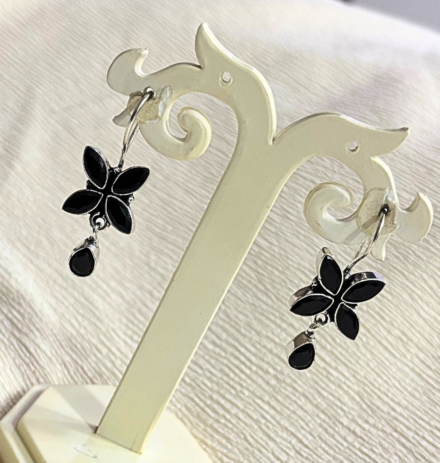 Floral Drop German Silver Earrings