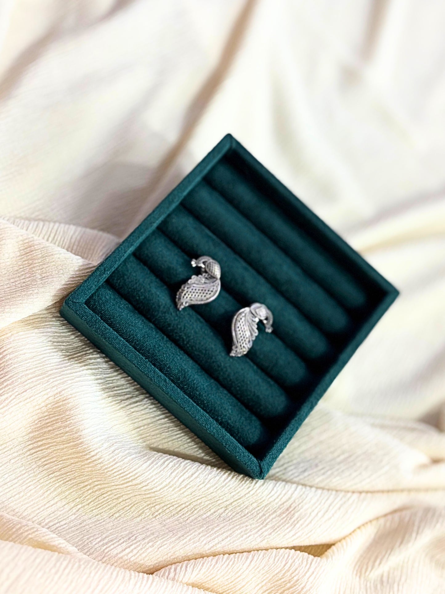 Graceful Peacock Oxidised Studs