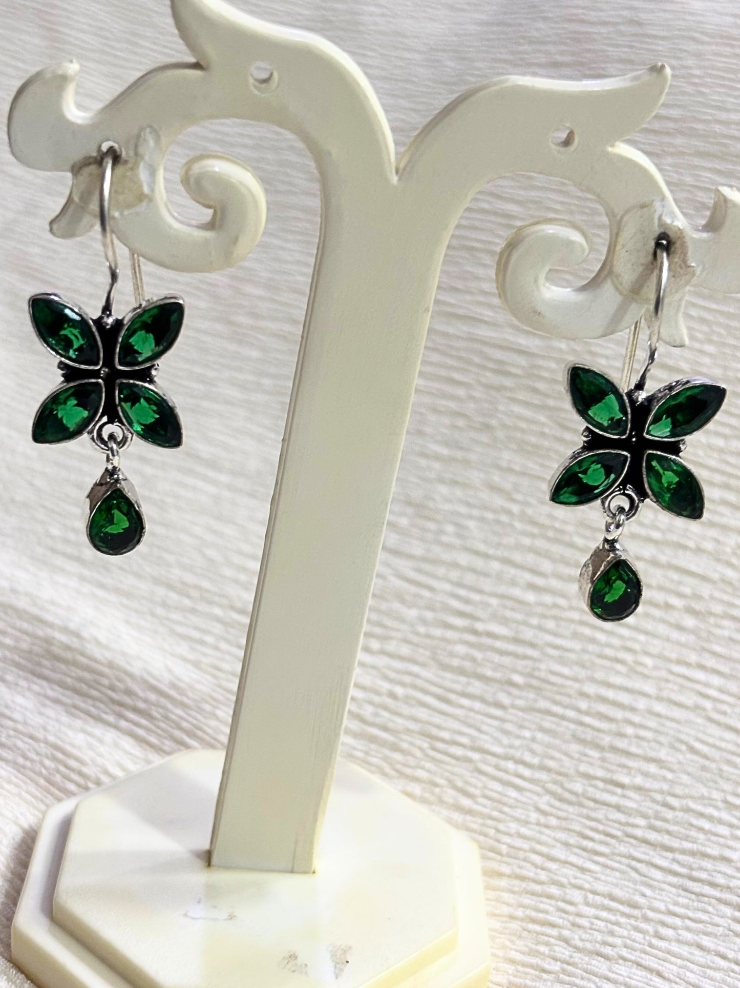 Floral Drop German Silver Earrings