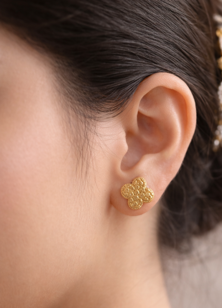 Golden Clover Stud Earrings