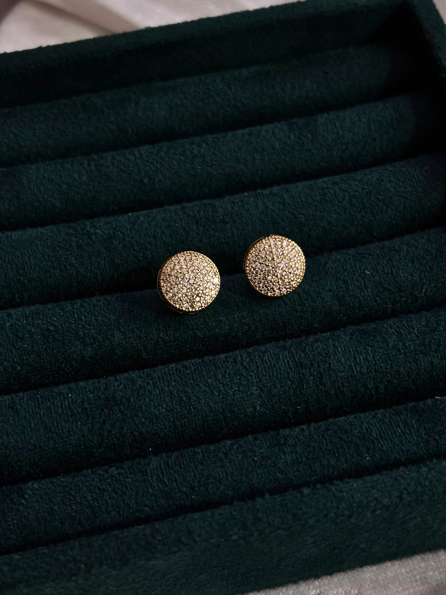 Gold-Tone Pave Round Stud Earrings