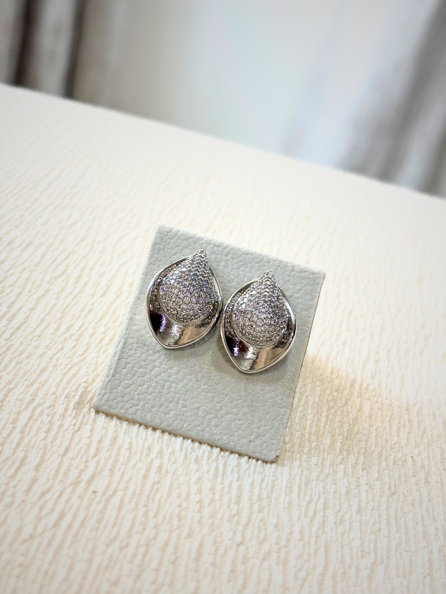 Silver Tear Drop Stud Earrings