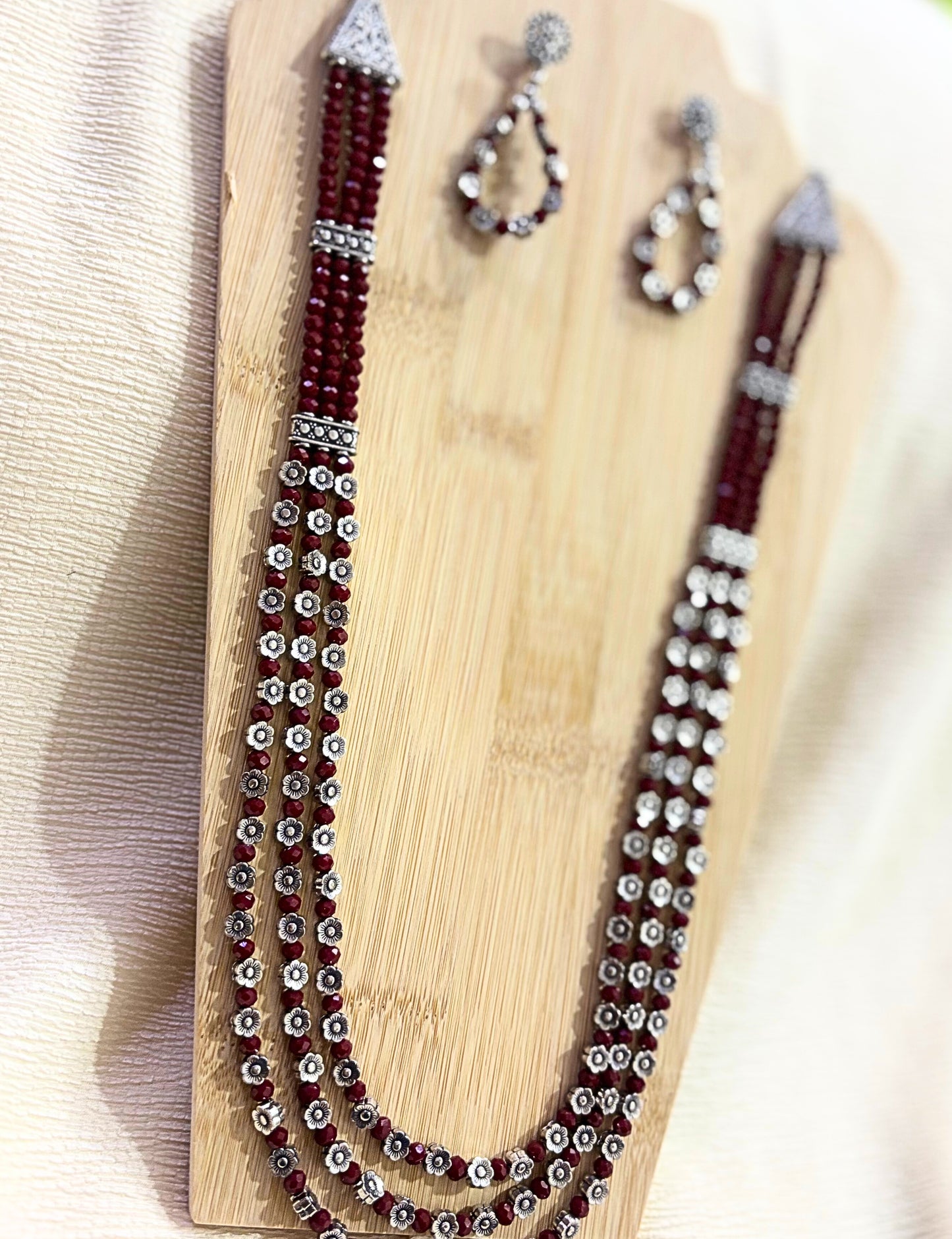 Regal Layers Oxidised Beaded Necklace Set