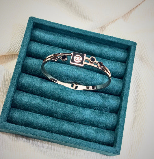 Modern Chic Black Enamel Bracelet