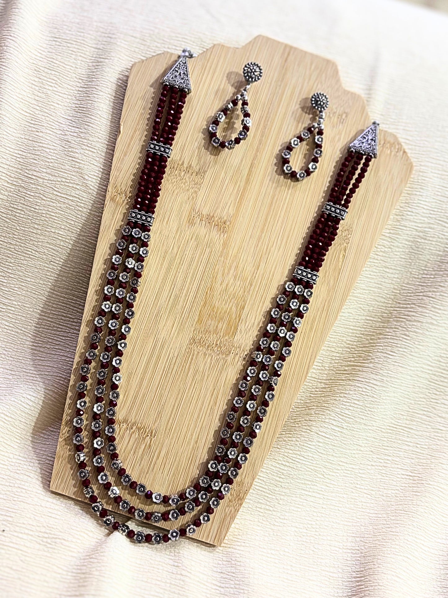 Regal Layers Oxidised Beaded Necklace Set